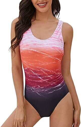 heekpek Costumi da Bagno Donna, Sexy Tinta Unita Monokini Costume Trikini Donna, Gradient Sportivo Bikini Brasiliana Push up, Un Pezzo Costumi Interi Donna con Tracolla Incrociata, Rosso, XL