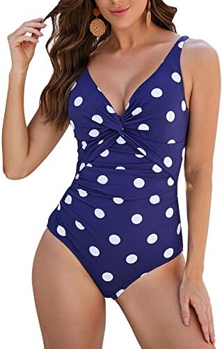 WIN.MAX Costumi da Bagno Interi per Donna Scollo a V Costume Intero Donna con Controllo della Pancia Monokini con arricciature, per Coppe da D a G