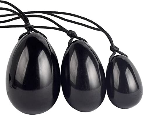 FUFIZU Drill Black Obsidian Yoni Egg Set Ball Crystal Massage Wand Ben Wa Balls for Women Kegel Exerciser SHENGYUYIN