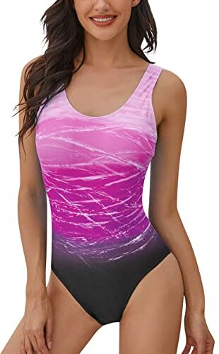 heekpek Costume da Bagno Donna Intero Un Pezzo Costumi Interi Monokini Gradient Sportivo Swimwear Imbottito Brasiliana Swimsuit One Piece Push Up Beachwear(Viola,XXL)