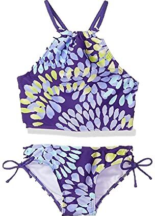 Topgrowth Accessorio Topgrowth Set Costumi Bagno Ragazza Bikini Bambina Costume da Bagno Stampa Florale Halter Crop Top Costumi Mare Swimwear Ragazze 8-14 Anni (Viola, 150)