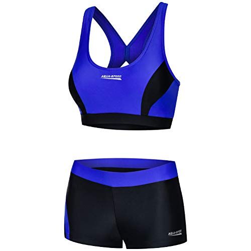 Aqua Speed Fiona Ladies Tankini   Due Pezzi   Tessuto Vita   Resistente al Cloro e Crema Solare/Olio   07. Nero Blu   Taglia: 40