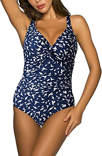 WIN.MAX Costumi da Bagno Interi per Donna Scollo a V Costume Intero Donna con Controllo della Pancia Monokini con arricciature, per Coppe da D a G