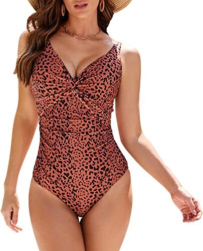 WIN.MAX Costumi da Bagno Interi per Donna Scollo a V Costume Intero Donna con Controllo della Pancia Monokini con arricciature, per Coppe da D a G