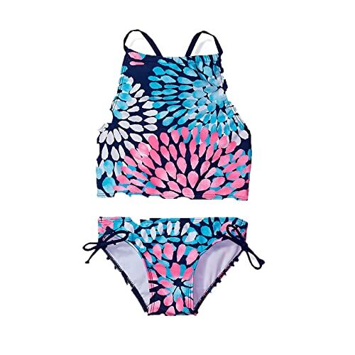 Topgrowth Accessorio Topgrowth Set Costumi Bagno Ragazza Bikini Bambina Costume da Bagno Stampa Florale Halter Crop Top Costumi Mare Swimwear Ragazze 8-14 Anni (Blu, 140)