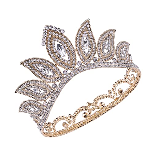 FRCOLOR 1 Pc Costume Da Tiara Della Regina Tiara Nuziale D'oro Diadema Barocco Copricapo Barocco Da Sposa in Cristallo Diademi Nuziali Diadema Retrò Strass Damigella D'onore