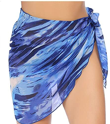 Generic Spiaggia Wrap Sarong Coprire Gonne Avvolgenti del Costume da Bagno Chiffon Donna Spiaggia Wrap Sarong Coprire,Blu