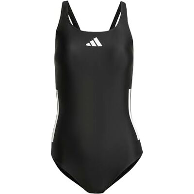 Adidas Donna 3 Stripes C-Back Swimsuit, Black/White, 40 Adidas Donna 3 Stripes C-Back Swimsuit, Black/White, 40
