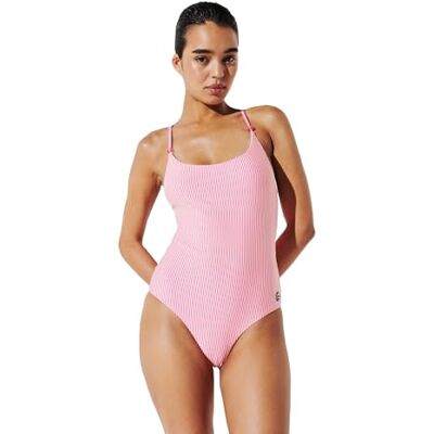 Lagerfeld Donna Ikon Stripe Swimsuit White/Pink Stripe XS Lagerfeld Donna Ikon Stripe Swimsuit White/Pink Stripe XS