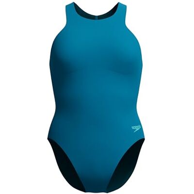 Speedo Donna Racer Zip Swimsuit Swim Fitnes Soft Feel Premium Swimwear, Dark Teal, 48 Speedo Donna Racer Zip Swimsuit Swim Fitnes Soft Feel Premium Swimwear, Dark Teal, 48