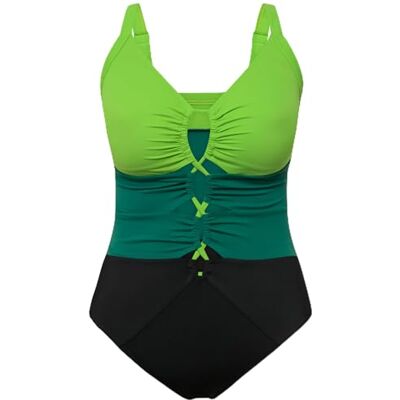 Ulla Popken Costume da Bagno Lisa, Colourblock Intero, Nero, 66 Donna Ulla Popken Costume da Bagno Lisa, Colourblock Intero, Nero, 66 Donna