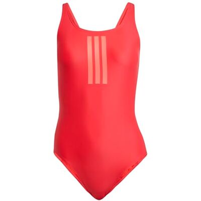 Adidas Donna 3 Stripes V-Back Swimsuit, Pure Ruby/Lucid Red, 46 Adidas Donna 3 Stripes V-Back Swimsuit, Pure Ruby/Lucid Red, 46