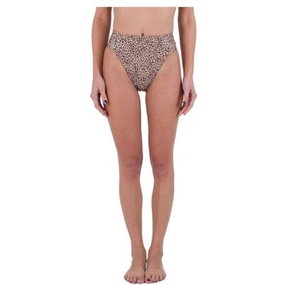Hurley Max Leopard Moderate Tab Side High Waist Mutandine Bikini, Brown Sugar, S Donna Hurley Max Leopard Moderate Tab Side High Waist Mutandine Bikini, Brown Sugar, S Donna
