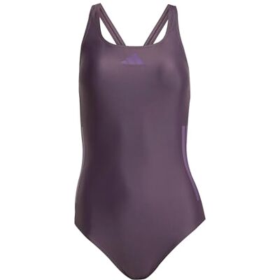 Adidas Femme 3 Stripes C-Back Swimsuit, Aurora Black/Aurora Plum, 46 Adidas Femme 3 Stripes C-Back Swimsuit, Aurora Black/Aurora Plum, 46