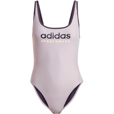 Adidas Donna Sportswear U-Back Swimsuit, Preloved Fig/Aurora Black, 32 Adidas Donna Sportswear U-Back Swimsuit, Preloved Fig/Aurora Black, 32