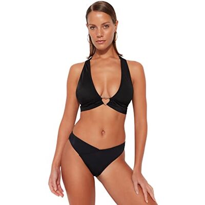 Trendyol Top Bikini in Maglia da Donna Costumi da Bagno, Nero, 0 Trendyol Top Bikini in Maglia da Donna Costumi da Bagno, Nero, 0