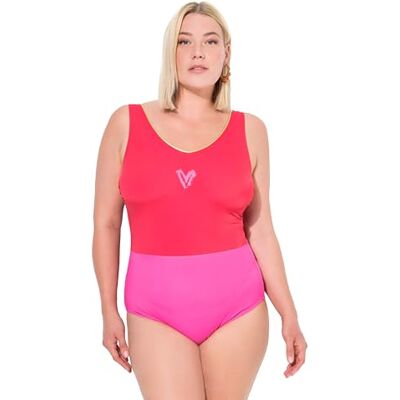 Ulla Popken Badeanzug Alice V-Neck, Glitzerkante Costume Intero, Fucsia, 62 Donna Ulla Popken Badeanzug Alice V-Neck, Glitzerkante Costume Intero, Fucsia, 62 Donna