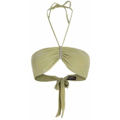 Lagerfeld Donna Signature Lurex Halter Bandeau Mosstone L Lagerfeld Donna Signature Lurex Halter Bandeau Mosstone L