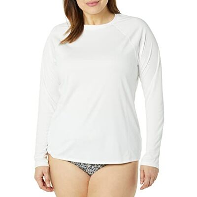Amazon Essentials Rash Guard a Maniche Lunghe, da Donna, Bianco, Taglia 48 Amazon Essentials Rash Guard a Maniche Lunghe, da Donna, Bianco, Taglia 48
