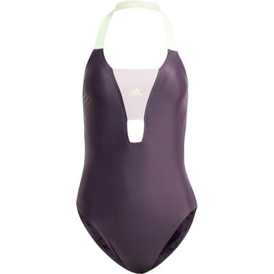 Adidas Donna Sportswear Colorblock Swimsuit, Aurora Black/Preloved Fig, 40 Adidas Donna Sportswear Colorblock Swimsuit, Aurora Black/Preloved Fig, 40