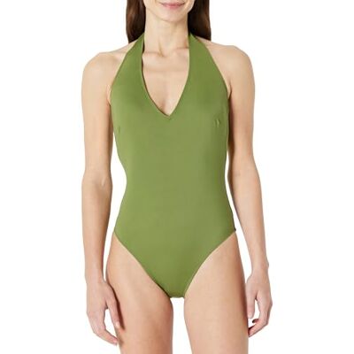 Amazon Essentials Costume Intero Halter Donna, Verde Oliva, 42 Amazon Essentials Costume Intero Halter Donna, Verde Oliva, 42