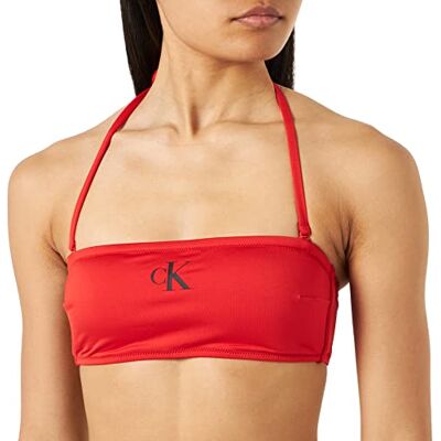 Calvin Klein Top Bikini a Fascia Donna Imbottito, Rosso (Cajun Red), L Calvin Klein Top Bikini a Fascia Donna Imbottito, Rosso (Cajun Red), L
