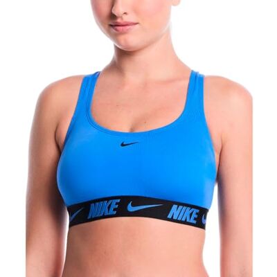Nike Swim Logo Tape Racerback Bikini Top Blue Crystal Nike Swim Logo Tape Racerback Bikini Top Blue Crystal