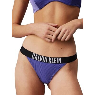 Calvin Klein Donna Slip Bikini Brasiliana con Branding, Blu (Sapphire Blue), L Calvin Klein Donna Slip Bikini Brasiliana con Branding, Blu (Sapphire Blue), L