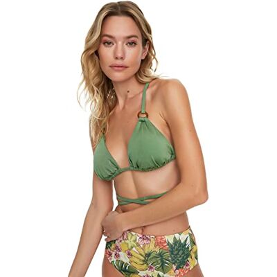 Trendyol Top Bikini Dettagliato Accessorio, Verde, 0 Donna Trendyol Top Bikini Dettagliato Accessorio, Verde, 0 Donna