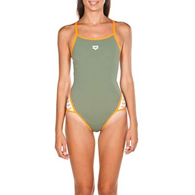 Arena W Team Stripe Super Fly Back Costume Sportivo, Donna, Verde (Army/Tangerine), 34 Arena W Team Stripe Super Fly Back Costume Sportivo, Donna, Verde (Army/Tangerine), 34