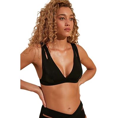Trendyol Scollo a Triangolo Dettagliato Bikini Top, Nero, 44 Donna Trendyol Scollo a Triangolo Dettagliato Bikini Top, Nero, 44 Donna
