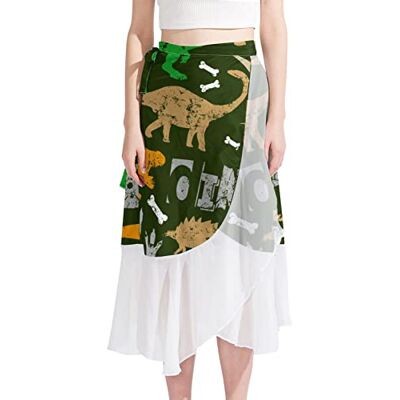 Generic Costume da bagno da donna coprire corto chiffon dinosauro impronta modello estate spiaggia sarong bikini avvolgente gonna costume da bagno, Multicolore, Medium-Large Generic Costume da bagno da donna coprire corto chiffon dinosauro impronta modello estate spiaggia sarong bikini avvolgente gonna costume da bagno, Multicolore, Medium-Large