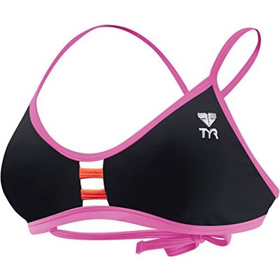 TYR Solids Pacific Tieback Costume da Bagno Donna, Donna, Solids Pacific Tieback, Nero/Rosa, S TYR Solids Pacific Tieback Costume da Bagno Donna, Donna, Solids Pacific Tieback, Nero/Rosa, S
