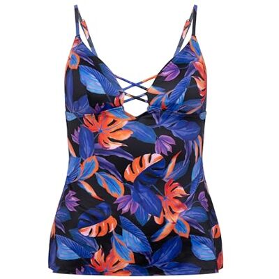 Dorina Costume Intero con Arricciature Stampa Palme – Copertura Totale, Dettaglio Twist, Spalline Regolabili, Nero Dorina Costume Intero con Arricciature Stampa Palme – Copertura Totale, Dettaglio Twist, Spalline Regolabili, Nero