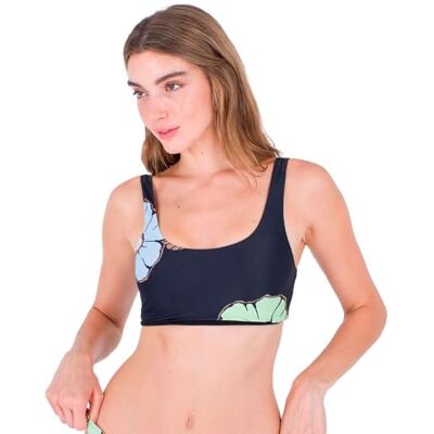 Hurley Top Canotta Big Bloom Bikini, Nero, S Donna Hurley Top Canotta Big Bloom Bikini, Nero, S Donna