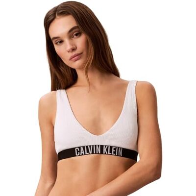 Calvin Klein Donna Top Bikini Bralette a Costine, Bianco (Classic White), M Calvin Klein Donna Top Bikini Bralette a Costine, Bianco (Classic White), M