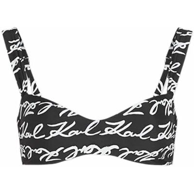 Lagerfeld Donna Karl Signature All Over Print Bikini Top Signature/All Over Print/Black L Lagerfeld Donna Karl Signature All Over Print Bikini Top Signature/All Over Print/Black L