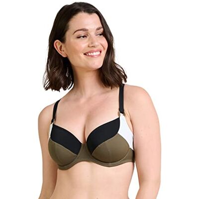 Sans Complexe Perspective , Top Bikini Classico con Ferretto Donna, Olive Vert/Noir/Blanc, 85C Sans Complexe Perspective , Top Bikini Classico con Ferretto Donna, Olive Vert/Noir/Blanc, 85C