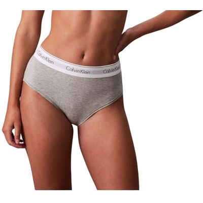 Calvin Klein Donna Slip Taglio Bikini High Waist con Fascia con Logo, Grigio (Grey Heather), XL Calvin Klein Donna Slip Taglio Bikini High Waist con Fascia con Logo, Grigio (Grey Heather), XL