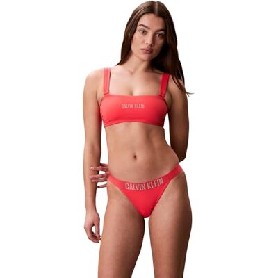 Calvin Klein Top da Bagno da Donna a Fascia con Spalline W , Rosa, L Calvin Klein Top da Bagno da Donna a Fascia con Spalline W , Rosa, L