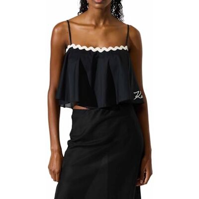 Lagerfeld Donna Signature Scallop Beach Top Black M Lagerfeld Donna Signature Scallop Beach Top Black M