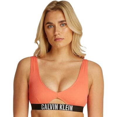 Calvin Klein Donna Top Bikini Bralette con Cut-out, Arancione (Dazzling Coral), XS Calvin Klein Donna Top Bikini Bralette con Cut-out, Arancione (Dazzling Coral), XS