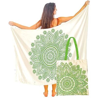 ART Sarong blu da donna, pareo, bikini coperto, telo da spiaggia, gonna avvolgente, arazzo, sciarpa fasciatoio, foulard – rayon di alta qualità, morbido e leggero, Verde mandala, Taglia ART Sarong blu da donna, pareo, bikini coperto, telo da spiaggia, gonna avvolgente, arazzo, sciarpa fasciatoio, foulard – rayon di alta qualità, morbido e leggero, Verde mandala, Taglia