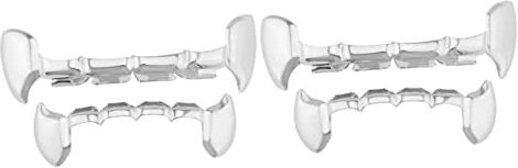 Didiseaon 2 Set Cappuccio Del Canino Griglia Del Cappuccio Denti Cappuccio Per Denti Artificiali Denti Diamantati Per Uomo Griglie Dentali in Alto in Basso 18k Denti D'argento Demone