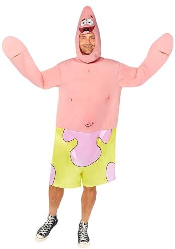 amscan Patrick Star-Costume di Halloween da uomo, taglia L, Rosa/Giallo, Chest: 46",