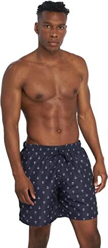 Urban Classics Costume da Bagno Uomo, Pantaloncini da Bagno ad Asciugatura Rapida, Boxer da Bagno Surf e Attivitá Sportiva, Colore anchor/navy, L