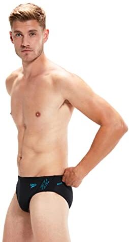 Speedo Uomo Hyper IIIoom Splice III Costume a slip, Nero/Bolt, XL