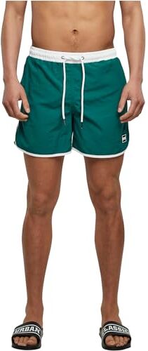 Urban Classics Retro Swim Shorts Costume da Bagno, Bianco/Verde, L Uomo