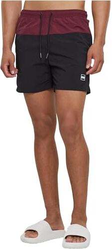 Urban Classics Block Swim Shorts Pantaloncini da Bagno, Ciliegia/Nero, 4XL Uomo