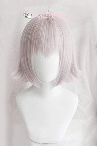 GHK Fate/Grand Orde FGO Jeanne d Arc alter Joan of Arc Silver Pink Purple Heat Resistant Cosplay Costume Wig + Track + Cap basic wig